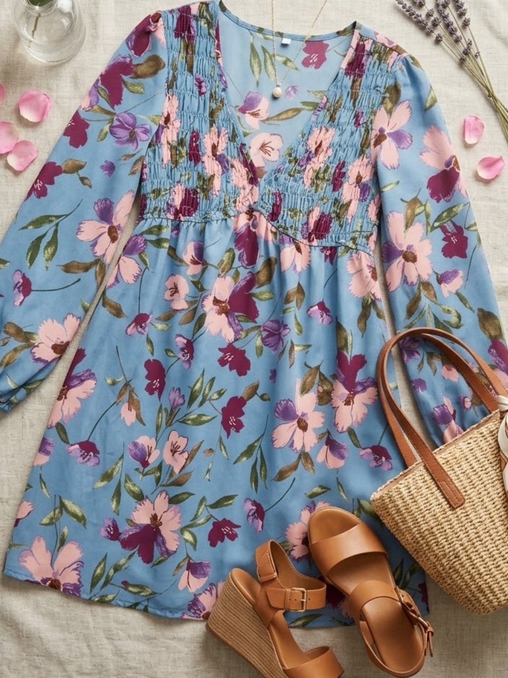 Women’s casual long-sleeve babydoll flowy dress